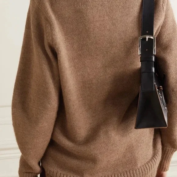 CAES Knit Crewneck Sweater Alpaca Virgin Wool Brown Khaki Tan Medium - Picture 2 of 12